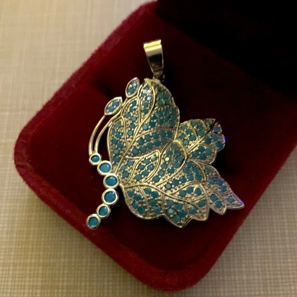 NEW Butterfly blue turquoise pendant only - Picture 6 of 10